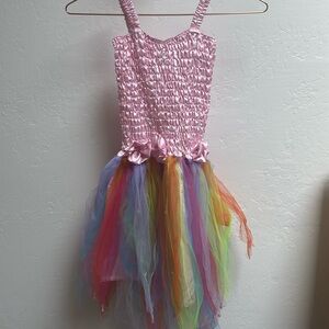 Girls costume fairy dress with rainbow tutu and wings XL 6-8